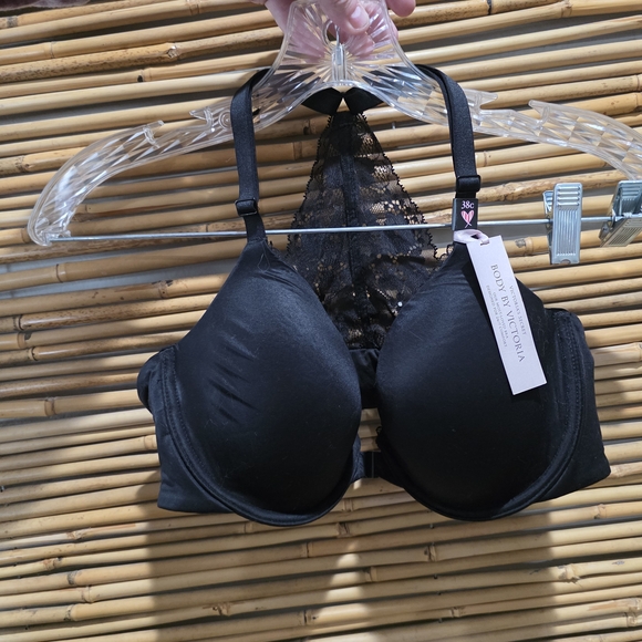 Victoria's Secret Front Closure Black Lace Halter Bra 38C New With Tags Sexy - Picture 8 of 8